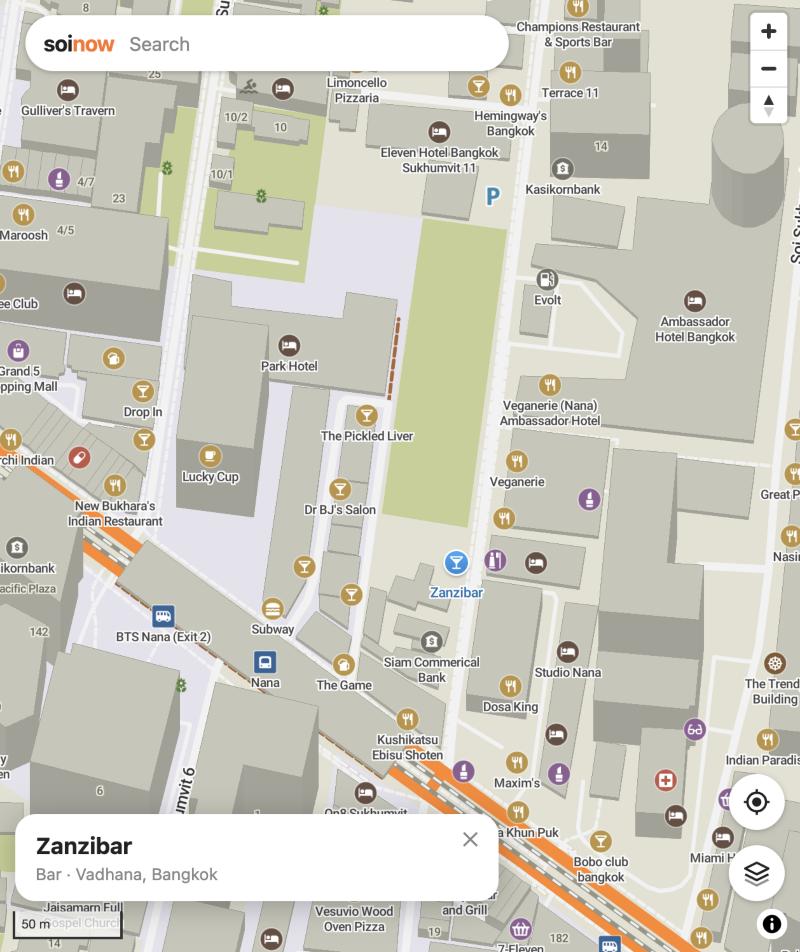 A bar from the Soi Sukhumvit 11 list on the map